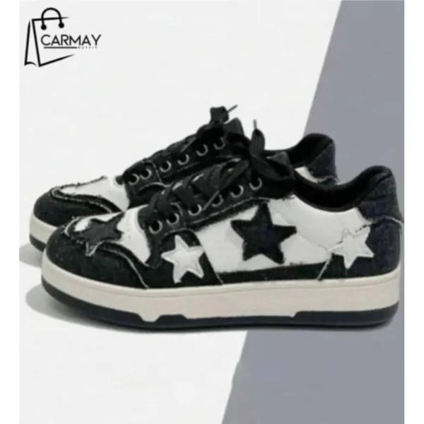 Tenis Blanco Y Negro C/ Estrellas