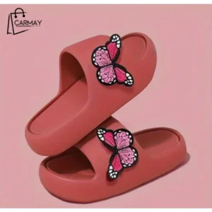 Chancleta Roja Con Mariposa