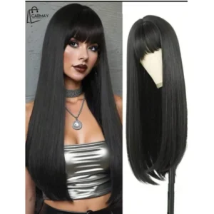 Peluca Sintetica Negra Larga 28"