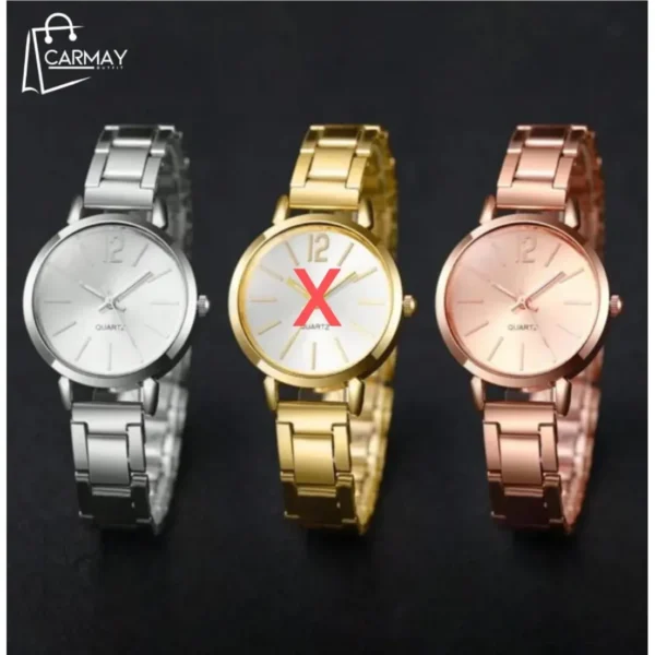 Reloj Pulsera De Cuarzo(plat,dor,oro Ros)