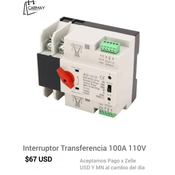 Interruptor Transferencia 100a 110v