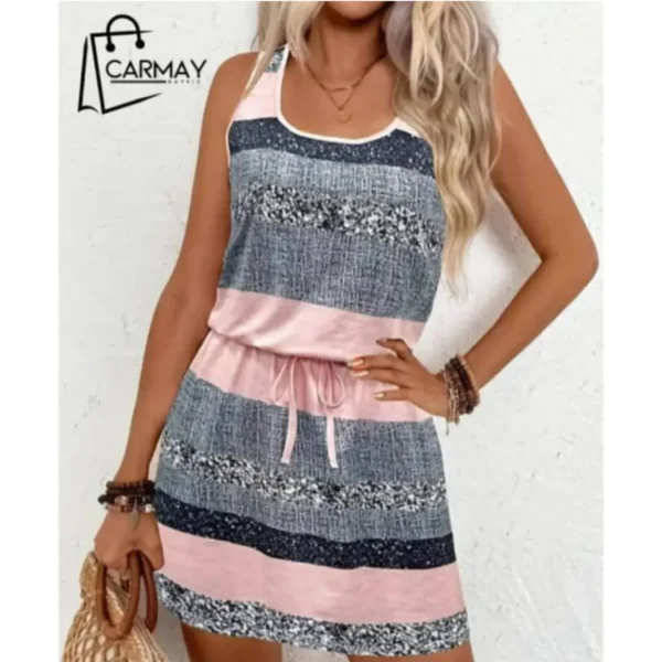 Vestido Gris Con Rosado