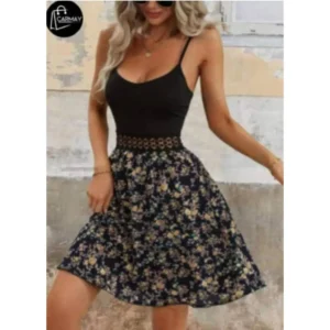 Vestido Negro Y Estampado Floral