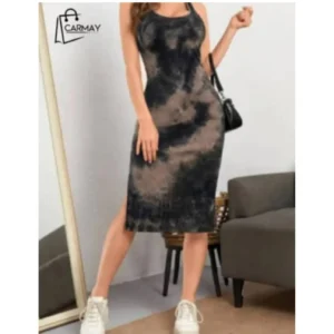 Vestido Gris Efecto Humo Corto