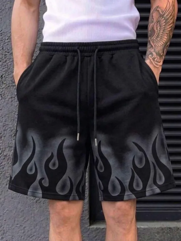 SHORT NEGRO ESTAMPADO LLAMAS