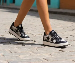 TENIS BLANCO Y NEGRO C- ESTRELLAS