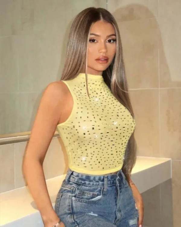 BLUSA AMARILLA CON PIEDRAS