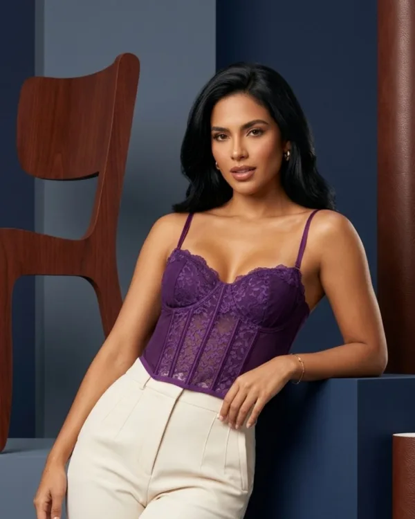 CORSET DE ENCAJE MORADO